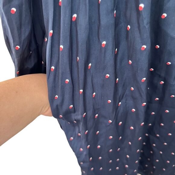 HATCH Satin Long Sleeve Polka Dot Navy Blue Maternity Shirt Dress Sz Small - Picture 5 of 11